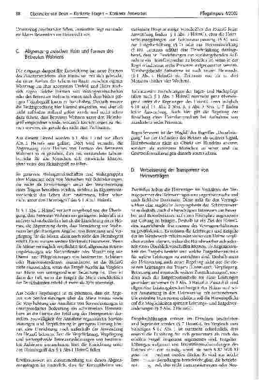 Vorschauseite 2: Was ist wirklich neu im Heimrecht? Zur Novelle des Heimgesetzes (HeimG) mit Wirkung vom 1.1.2002