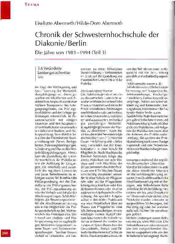 Vorschauseite 1: Chronik der Schwesternhochschule der Diakonie/Berlin Teil 3