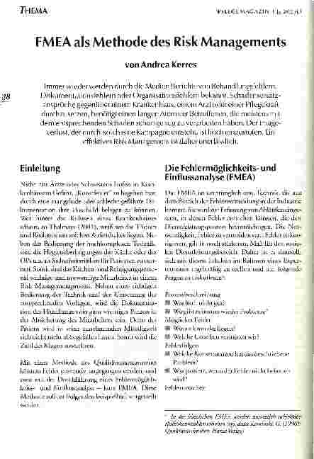 Vorschauseite 1: FMEA als Methode des Risk Managements