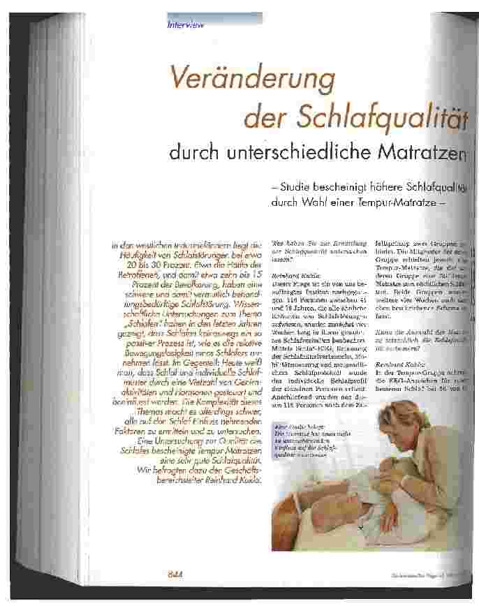 Vorschauseite 1: Veränderung der Schlafqualität durch unterschiedliche Matratzen