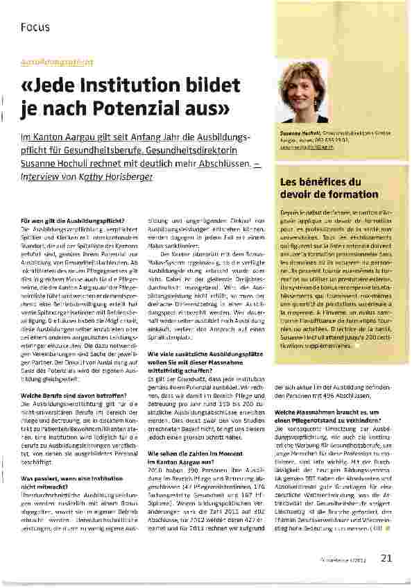 Vorschauseite 1: «Jede Institution bildet je nach Potenzial aus»