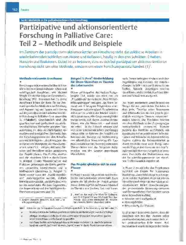 Vorschauseite 1: Partizipative und aktionsorientierte Forschung in Palliative Care: Teil 2 - Methodik und Beispiele
