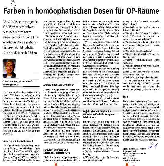 Vorschauseite 1: Farben in homöophatischen Dosen für OP-Räume