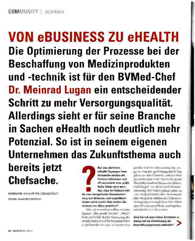 Vorschauseite 1: VON eBUSINESS ZU eHEALTH
