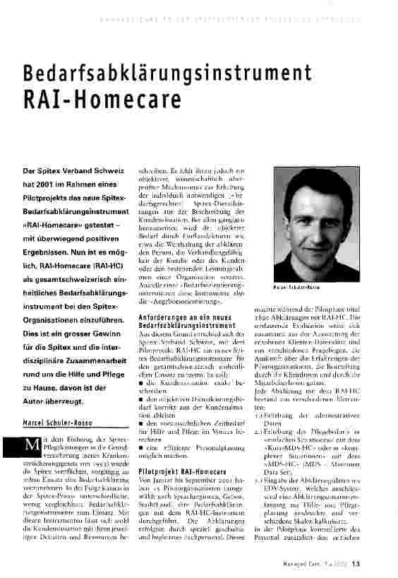 Vorschauseite 1: Bedarfsabklärungsinstrument RAI-Homecare