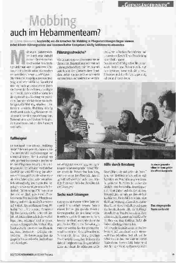 Vorschauseite 1: Mobbing auch im Hebammenteam?