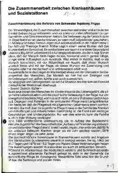 Vorschauseite 1: Die Zusammenarbeit zwischen Krankenhäusern und Sozialstationen Zusammenfassung eines Referates