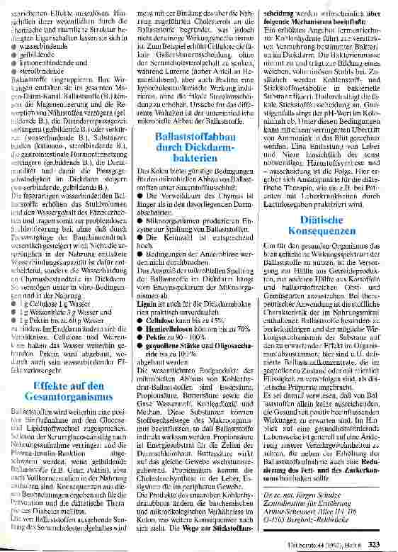 Vorschauseite 2: Bedeutung der Ballaststoffe in der Ernährung des Gesunden und des Kranken