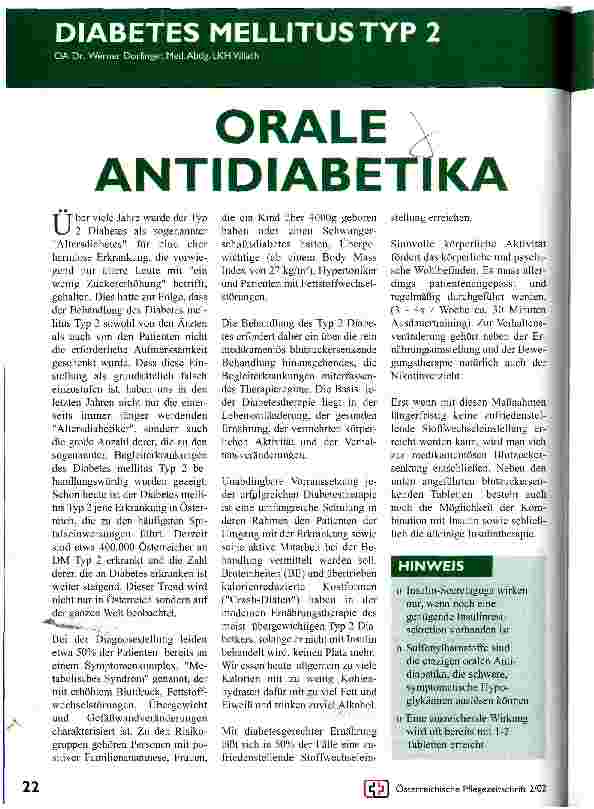 Vorschauseite 1: Orale Antidiabetika