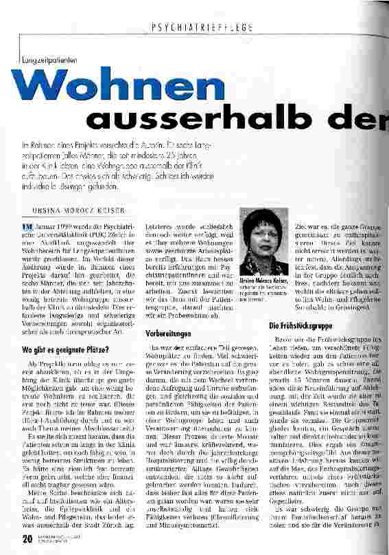 Vorschauseite 1: Wohnen ausserhalb der Klinik Langzeitpatienten