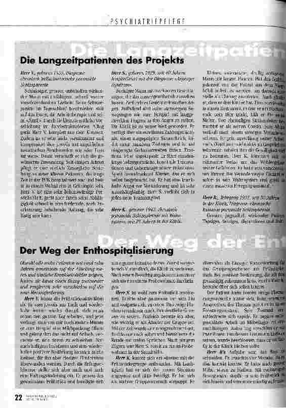 Vorschauseite 3: Wohnen ausserhalb der Klinik Langzeitpatienten
