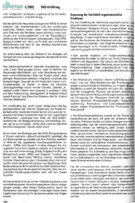Vorschauseite 6: DRGs in Australien - Möglichkeiten und Grenzen Ein Erfahrungsbericht