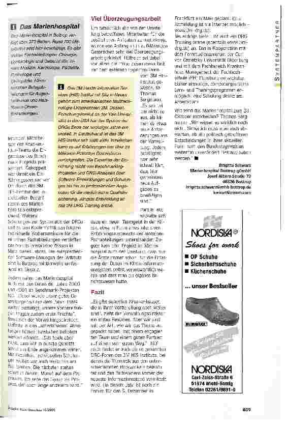 Vorschauseite 2: Know-How-Transfer genutzt Marienhospital Bottrop profitiert von DRG-Erfahrungen des 3M HIS-Instituts