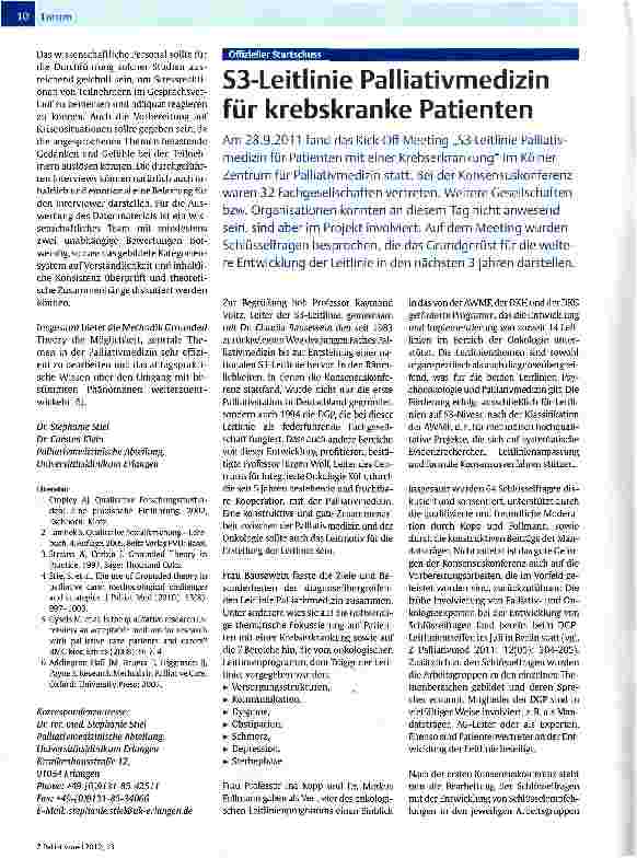 Vorschauseite 1: S3-Leitlinie Palliativmedizin für krebskranke Patienten