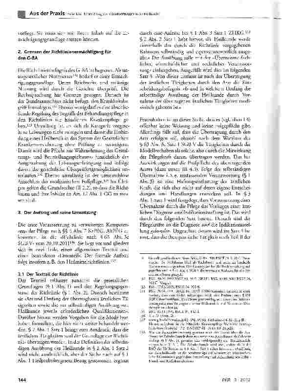 Vorschauseite 2: Neuordnung der Verantwortungen in der Heilkunde? Die Richtlinie nach § 63 Abs. 3c SGB V zwischen Substitution und Delegation und die Folgen - 2. Teil
