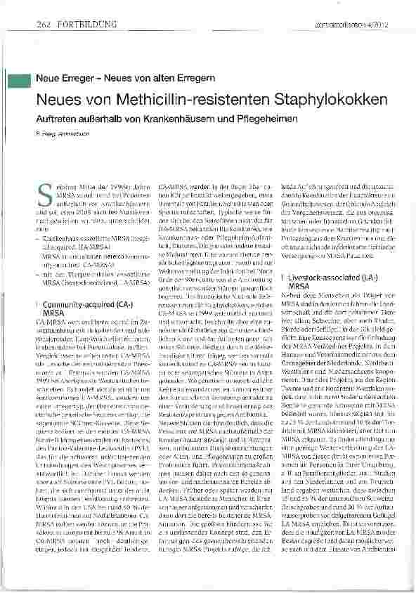 Vorschauseite 1: Neues von Methicillin-resistenten Staphylokokken