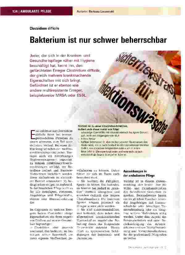 Vorschauseite 1: Bakterium ist nur schwer beherrschbar