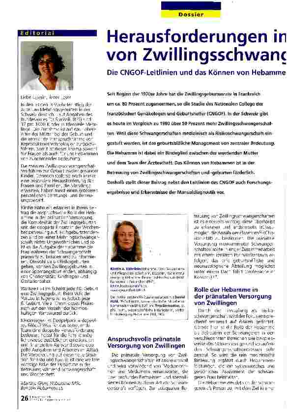 Vorschauseite 1: Die Herausforderung in der Betreuung von Zwillingsschwangerschaften und -geburten