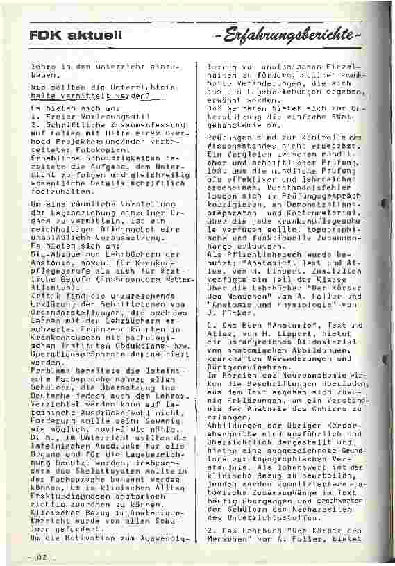 Vorschauseite 2: Erfahrungsbericht über den Anatomieunterricht des Unterkurses der Krankenpflegeschule Siegburg 1981/82
