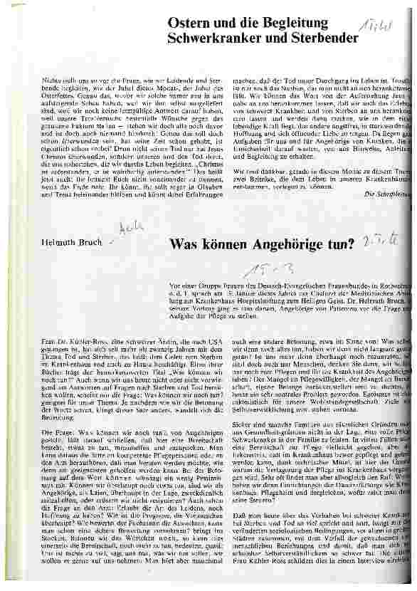 Vorschauseite 1: Ostern und die Begleitung Schwerkranker und Sterbender Was können Angehörige tun?