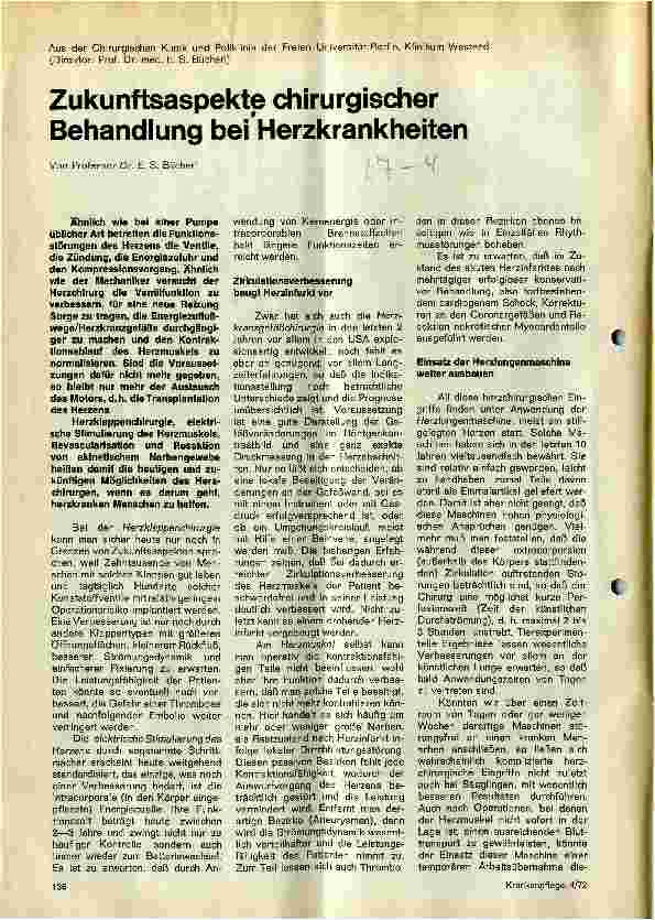 Vorschauseite 1: Zukunftsaspekte chirurgischer Behandlung bei Herzkrankheiten