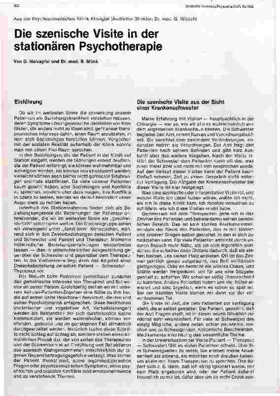 Vorschauseite 1: Die szenische Visite in der stationären Psychotherapie