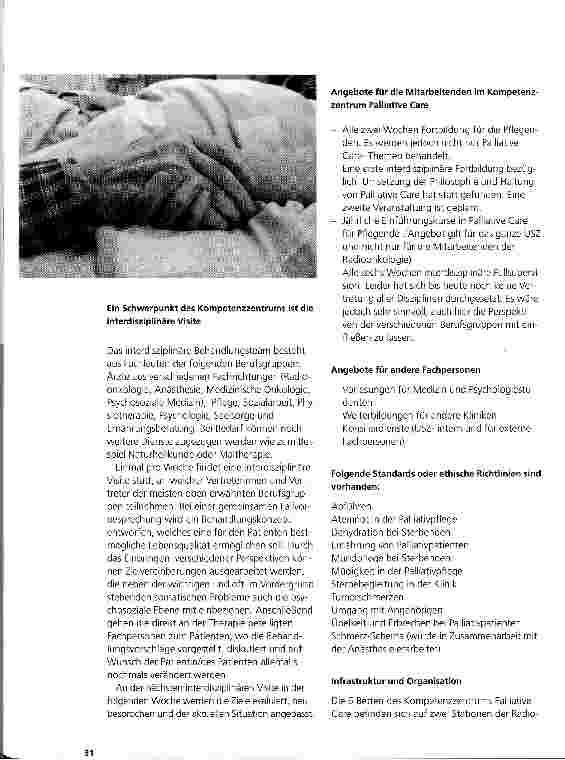 Vorschauseite 2: Kompetenzzentrum Palliative Care, Radioonkologie, UniversitätsSpital Zürich
