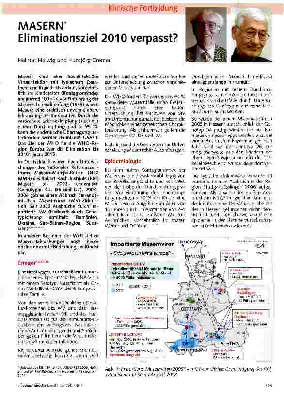 Vorschauseite 1: MASERN* Eliminationsziel 2010 verpasst?