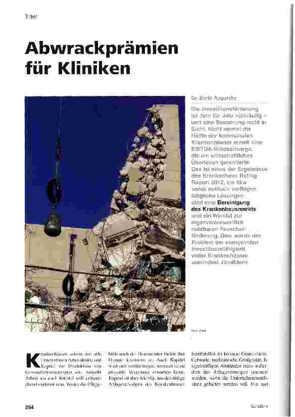 Vorschauseite 1: Abwrackprämien für Kliniken