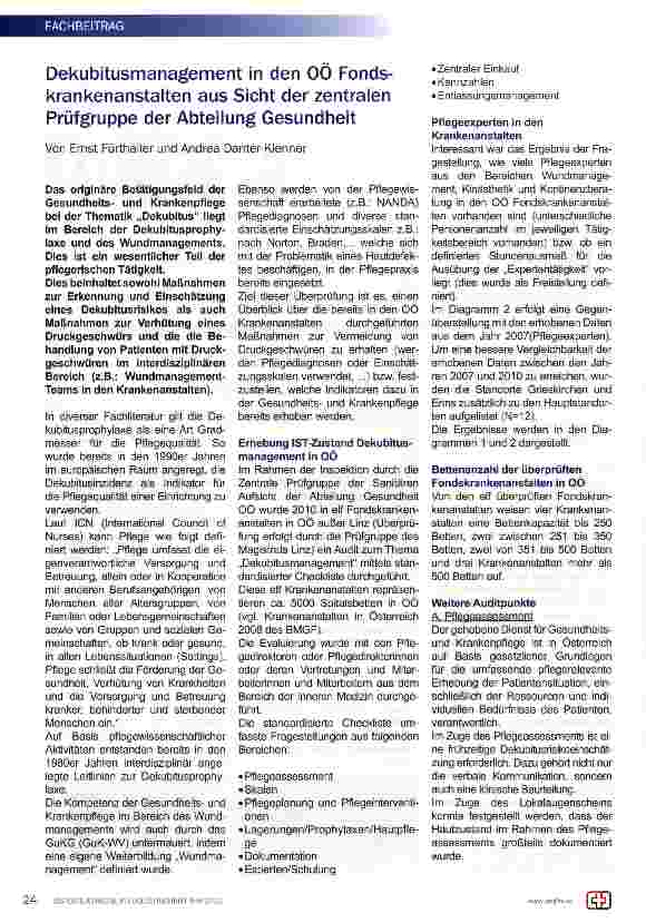 Vorschauseite 1: Dekubitusmanagement in den OÖ Fondskrankenanstalten aus Sicht der zentralen Prüfgruppe der Abteilung Gesundheit