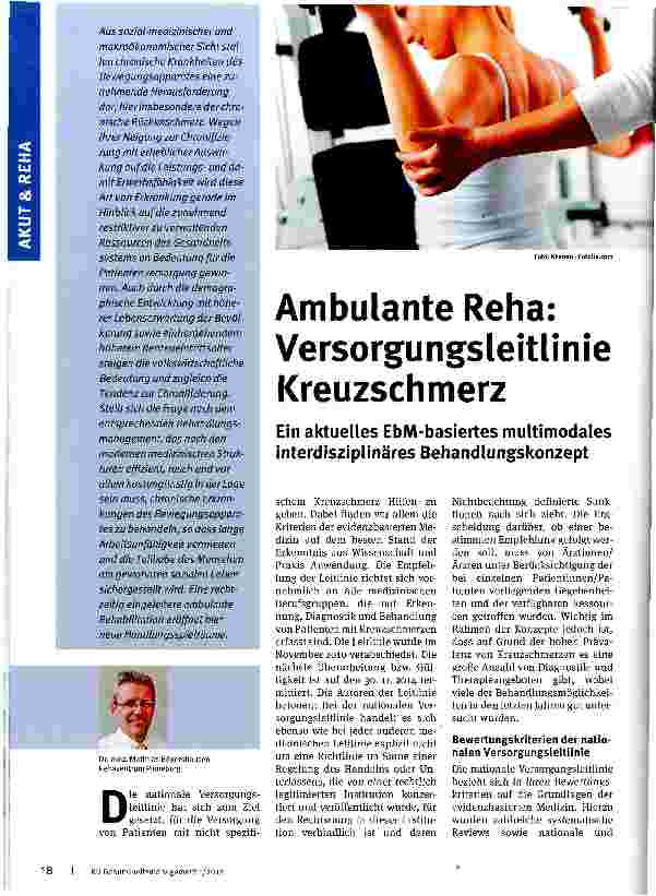Vorschauseite 1: Ambulante Rena: Versorgungsleitlinie Kreuzschmerz