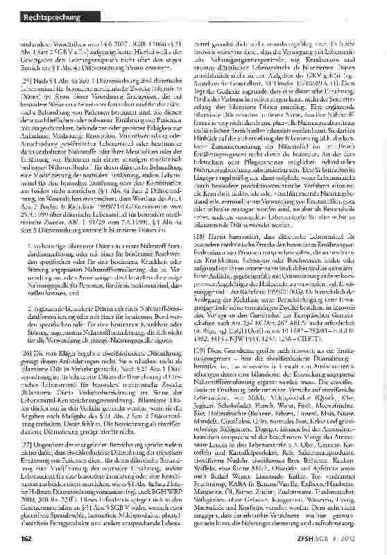 Vorschauseite 5: Kosten für krankheitsbedingt erforderliche eiweißreduzierte Diätnahrung; keine Leistungspflicht der Krankenversicherung; Verfassungsmäßigkeit; mögliche Ansprüche nach SCB II oder…