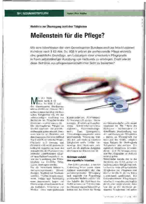 Vorschauseite 1: Meilenstein für die Pflege?