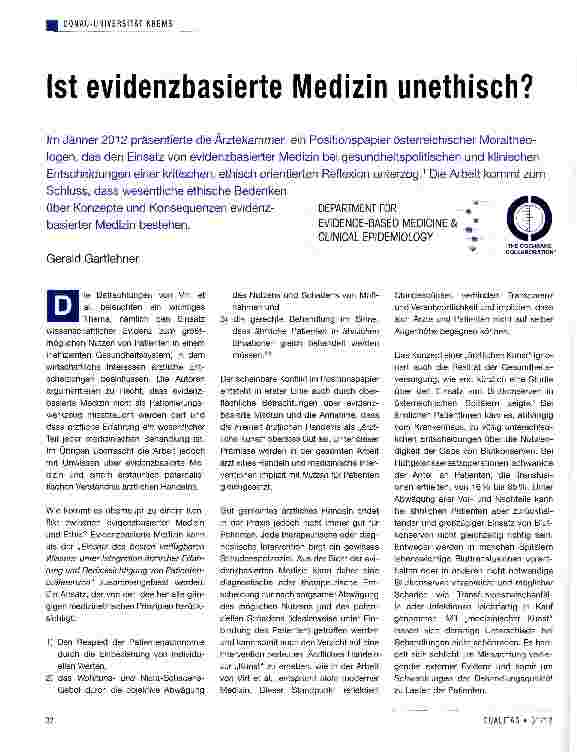 Vorschauseite 1: Ist evidenzbasierte Medizin unethisch?