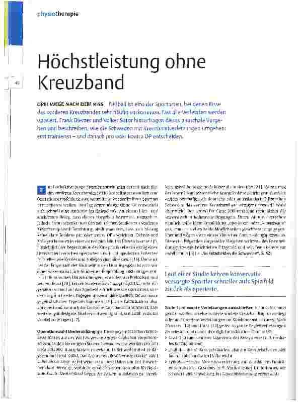 Vorschauseite 1: Höchstleistung ohne Kreuzband