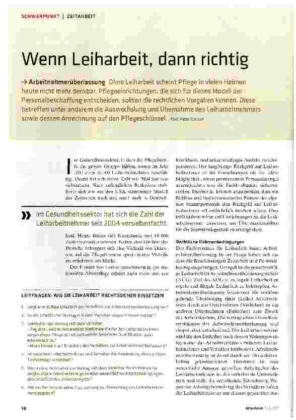 Vorschauseite 1: Wenn Leiharbeit, dann richtig