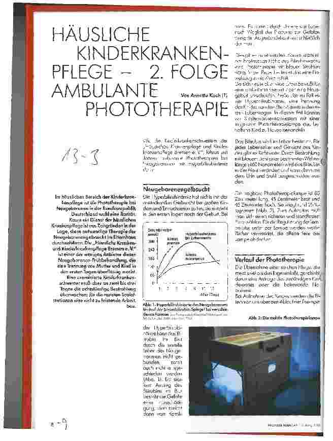 Vorschauseite 1: Häusliche Kinderkrankenpflege 2.Folge: Ambulante Phototherapie