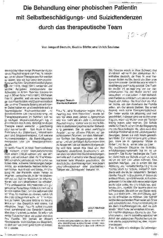 Vorschauseite 1: Die Behandlung einer phobischen Patientin mit Selbstbeschäftigungsund Suizidtendenzen durch das therapeutische Team