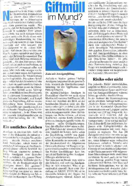 Vorschauseite 1: Giftmüll im Mund?