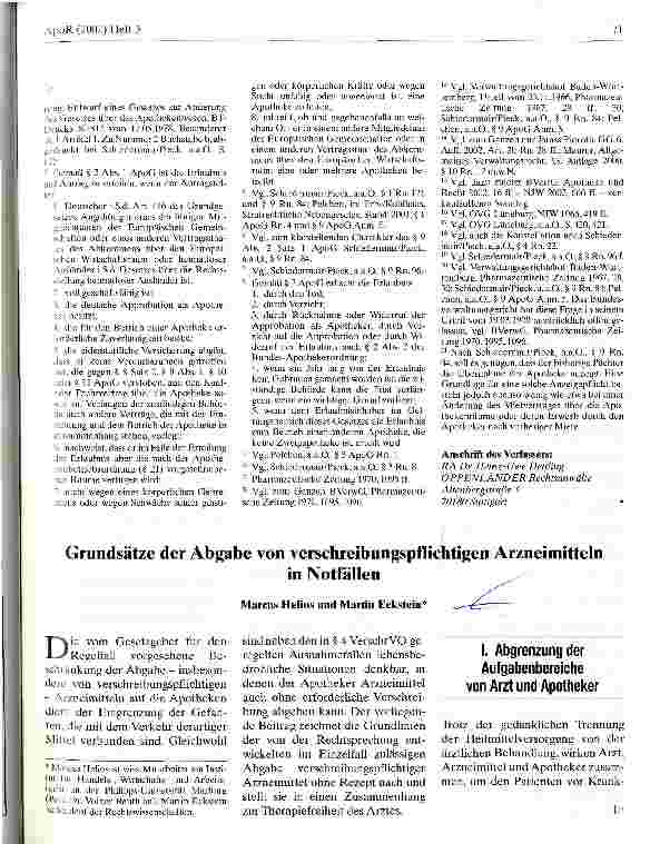 Vorschauseite 1: Grundsätze der Abgabe von verschreibungspflichtigen Arzneimitteln in Notfällen