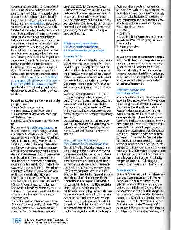 Vorschauseite 4: Novellierung der Trinkwasserverordnung und Konsequenzen für Krankenhäuser