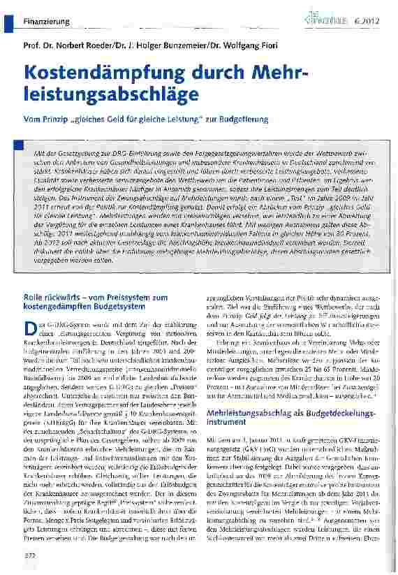 Vorschauseite 1: Kostendämpfung durch Mehr leistungsabschläge