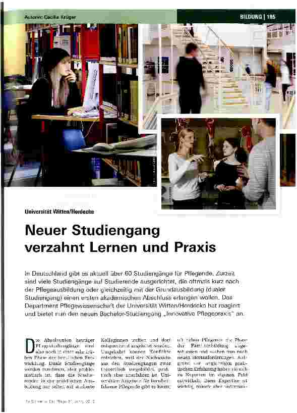 Vorschauseite 1: Neuer Studiengang verzahnt Lernen und Praxis
