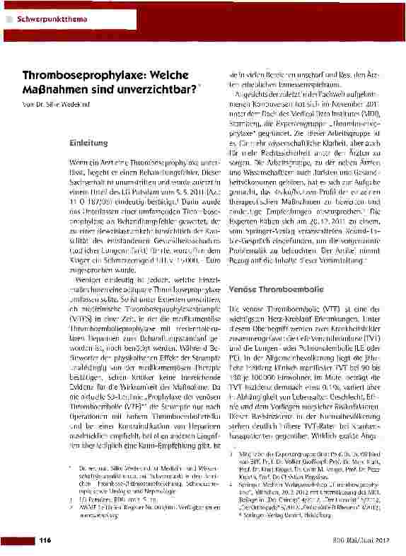 Vorschauseite 1: Thromboseprophylaxe: Welche Maßnahmen sind unverzichtbar?