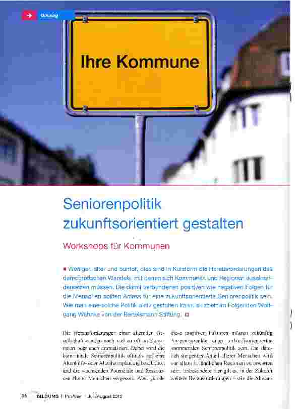 Vorschauseite 1: Seniorenpolitik zukunftsorientiert gestalten