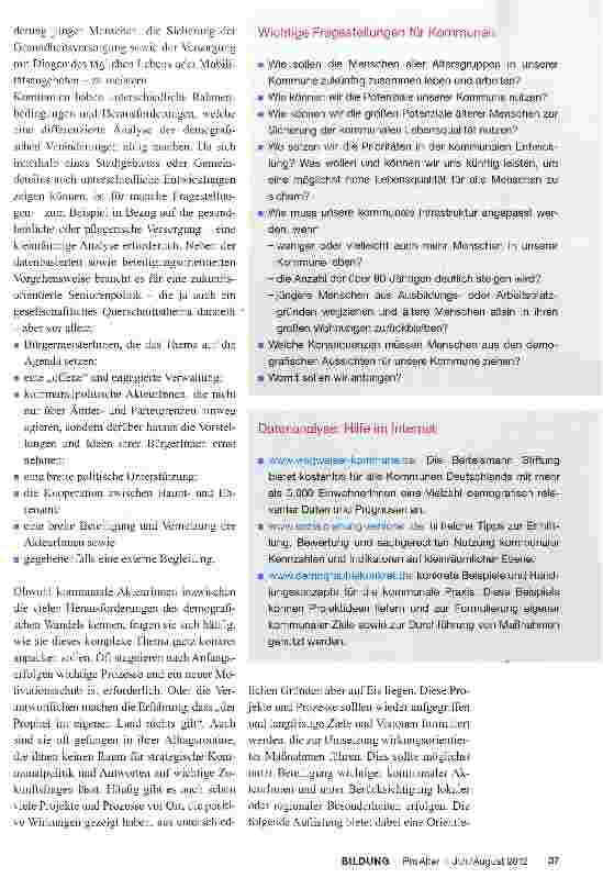 Vorschauseite 2: Seniorenpolitik zukunftsorientiert gestalten