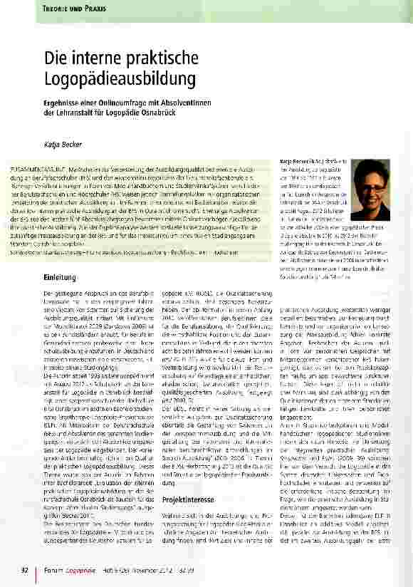 Vorschauseite 1: Die interne praktische Logopädieausbildung