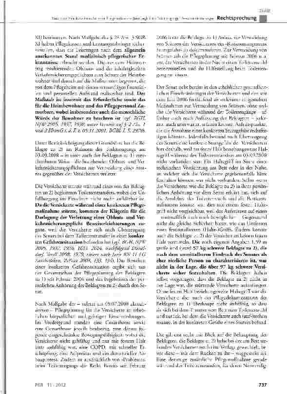 Vorschauseite 4: Sturz eines Heimbewohners bei einer Pflegemaßnahme (hier: begleiteter Toilettengang) - Beweiserleichterungen BGB§ 278, § 280 Abs. 1, § 426, §611, § 823 Abs. 1;SGBX§ 116 Abs. 1;SGB…