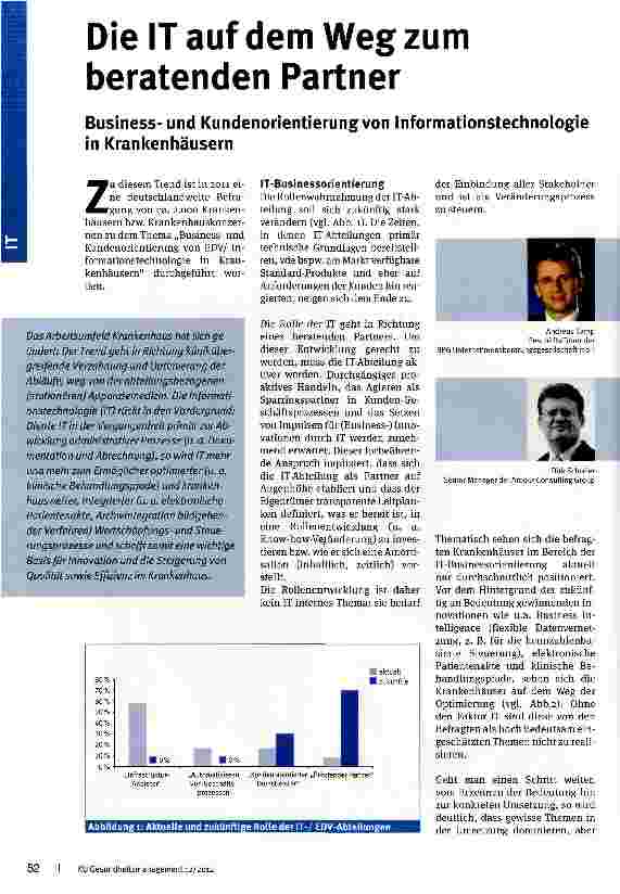 Vorschauseite 1: Die IT auf dem Weg zum beratenden Partner Businessund Kundenorientierungvon Informationstechnologie in Krankenhäusern