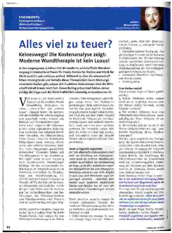 Vorschauseite 1: Alles viel zu teuer? Keineswegs! Die Kostenanalyse zeigt: Moderne Wundtherapie ist kein Luxus!